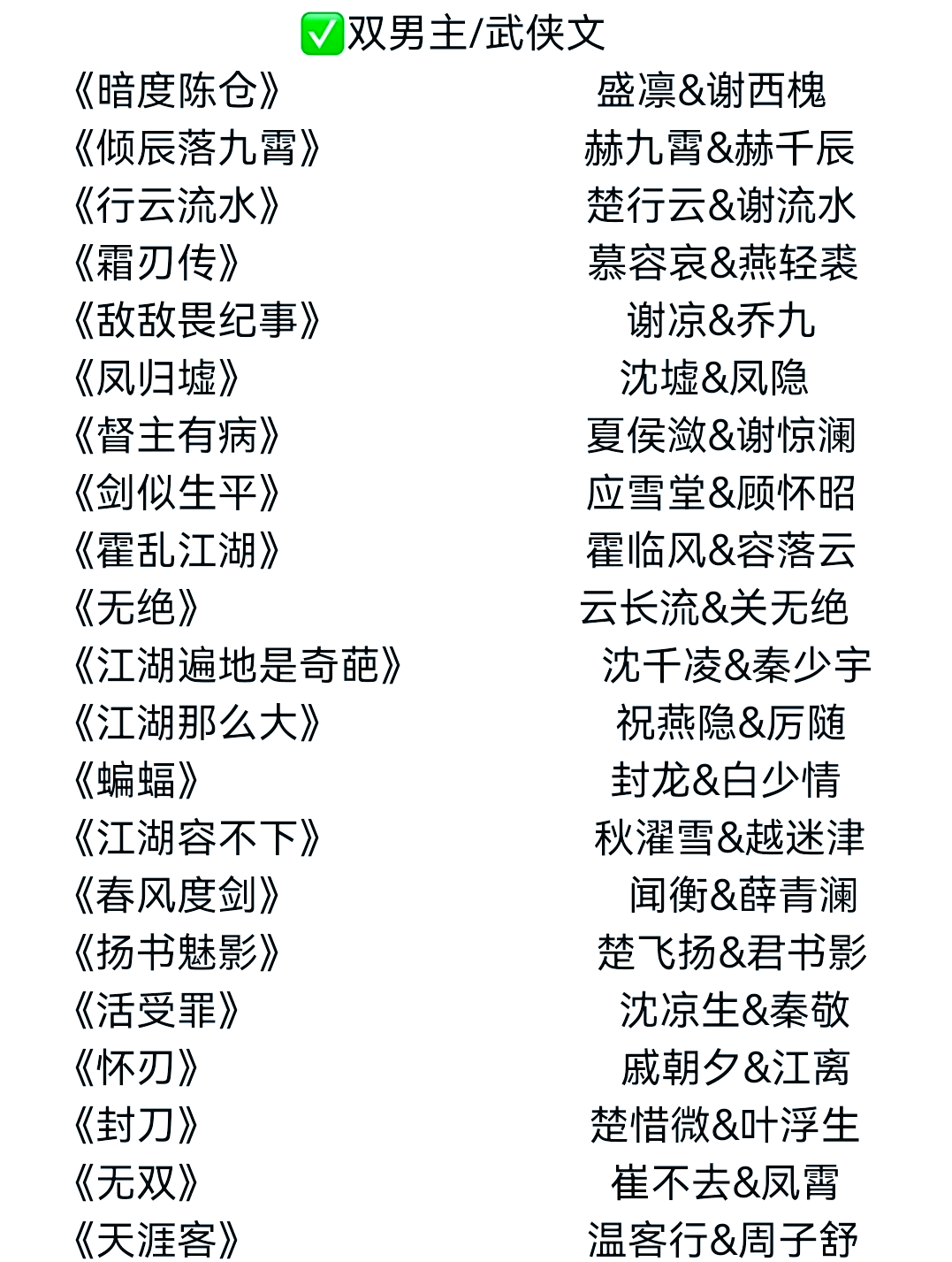 古风名字男两字有哪些